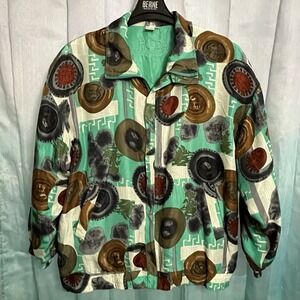Vintage FUDA INTERNATIONAL Women Sz 2xl 100% Silk Uniquely Designed Jacket-Read-